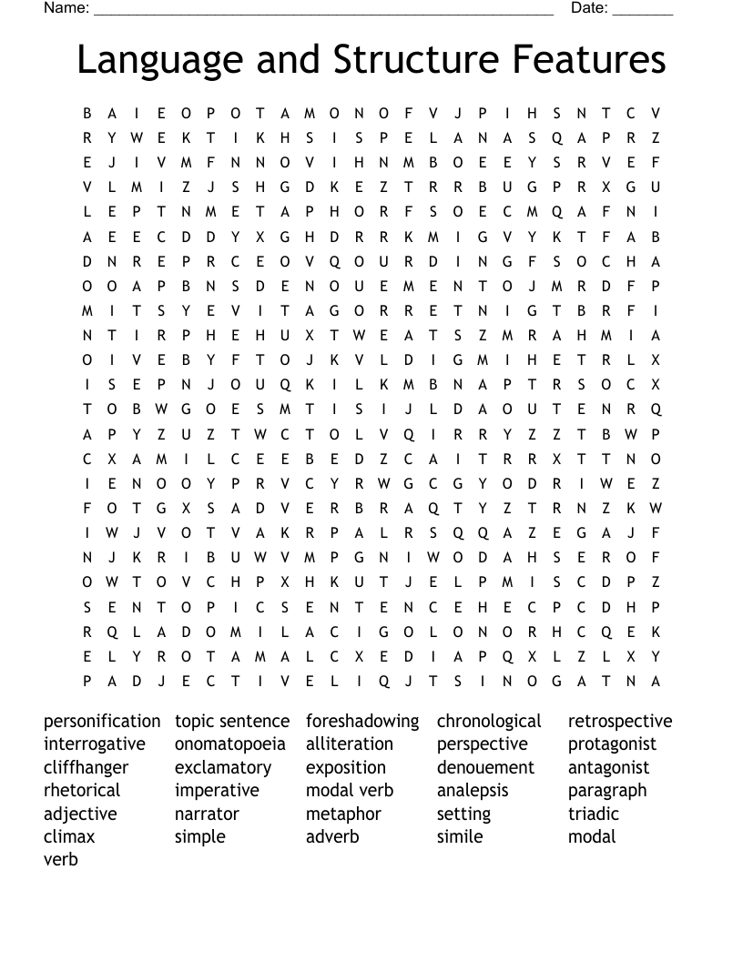 Language and Structure Features Word Search