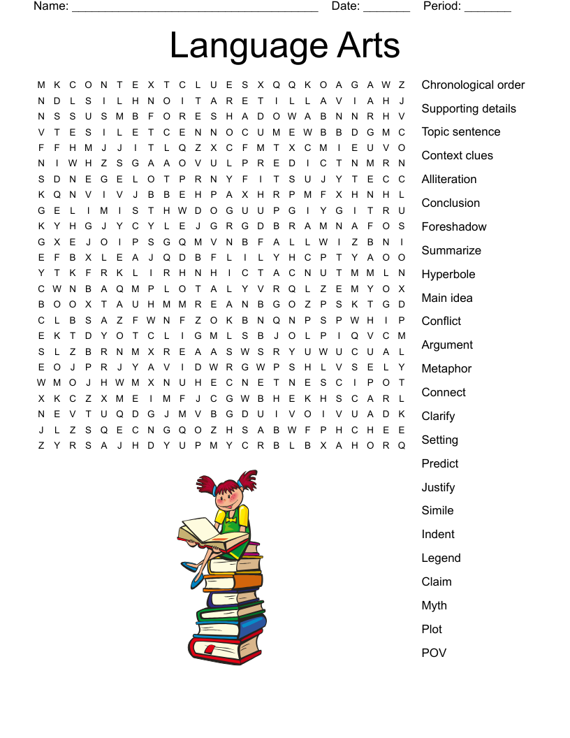 Language Arts Word Search