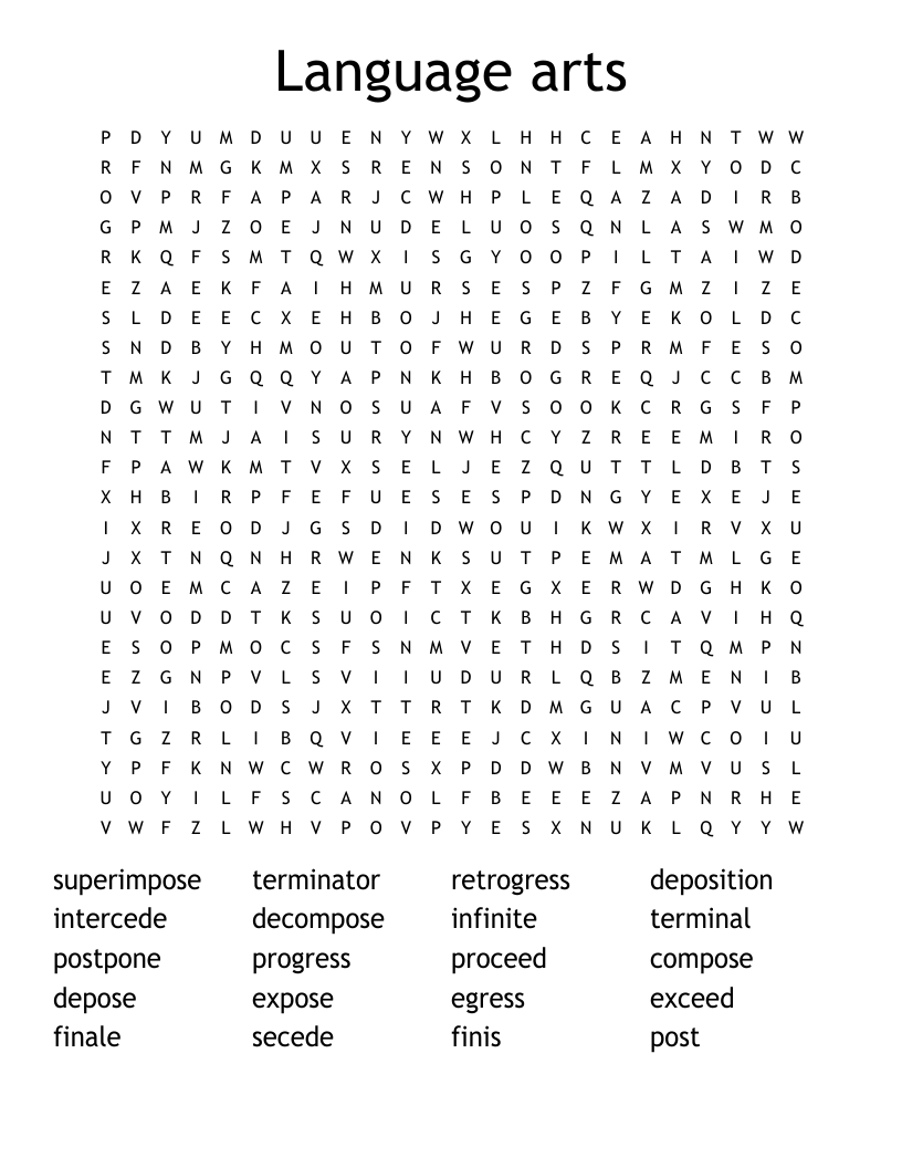 Language arts Word Search