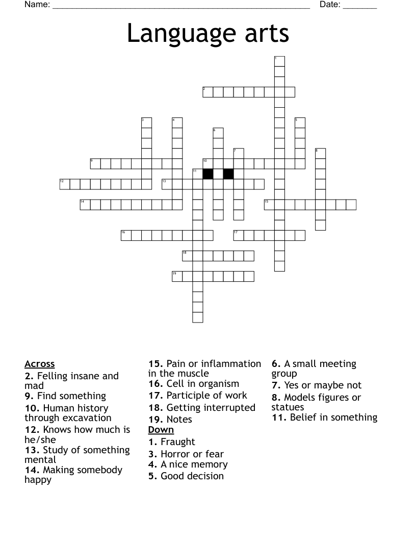 Language arts  Crossword