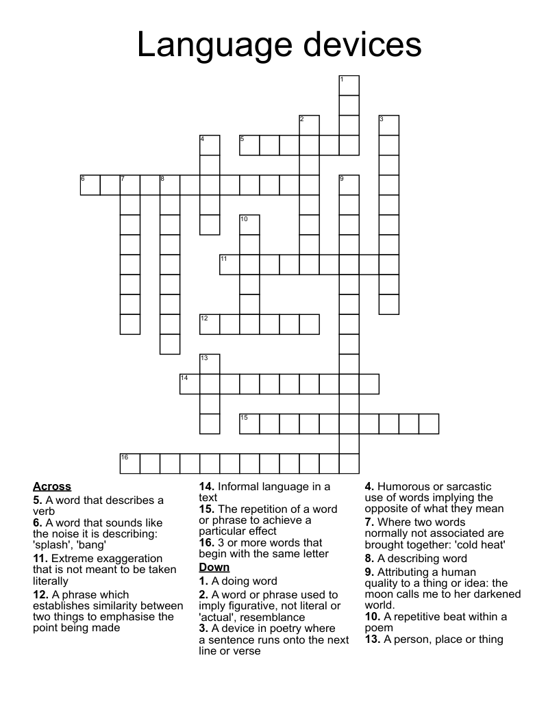 Language devices Crossword