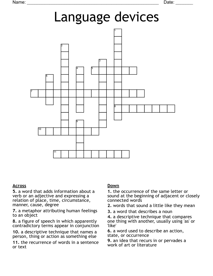 Language devices  Crossword
