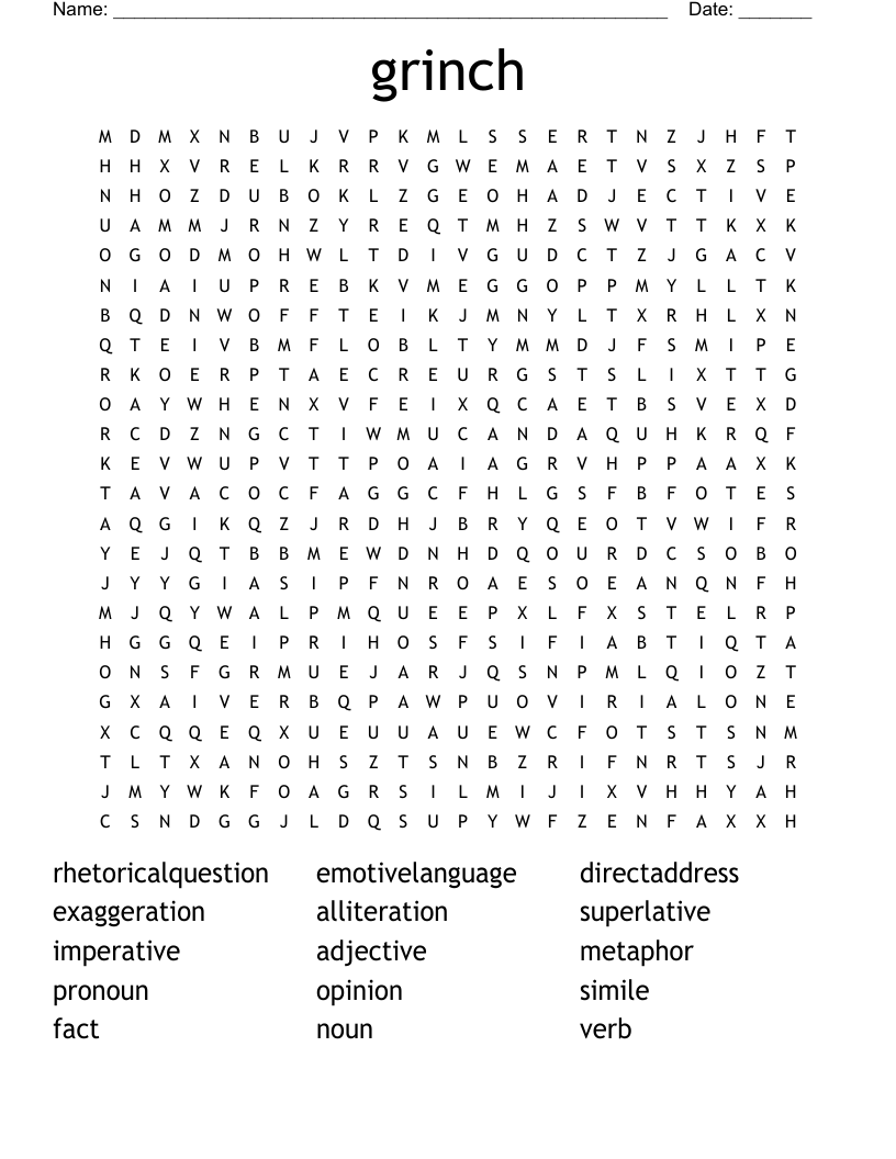 grinch Word Search