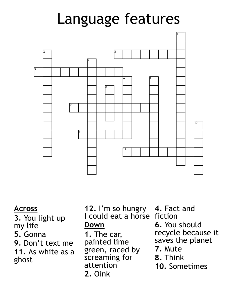 Language features  Crossword