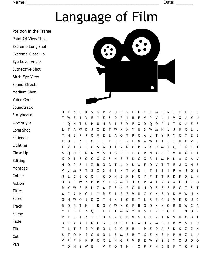 Language of Film Word Search