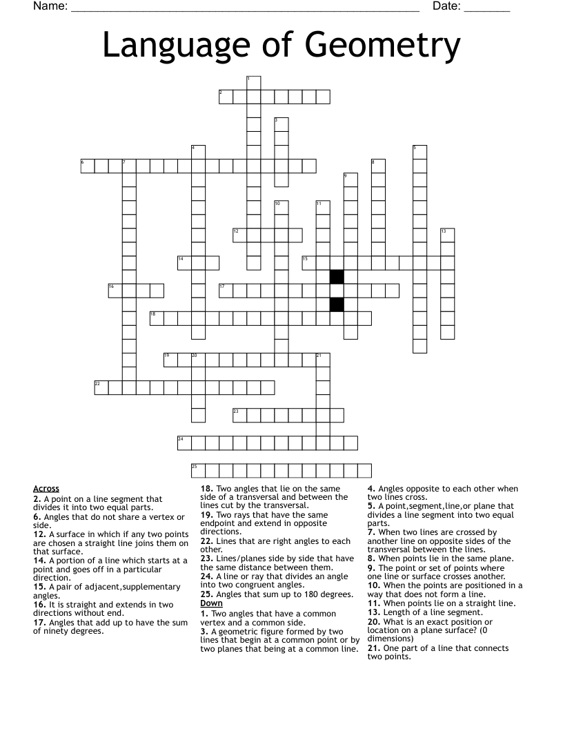 Language of Geometry Crossword
