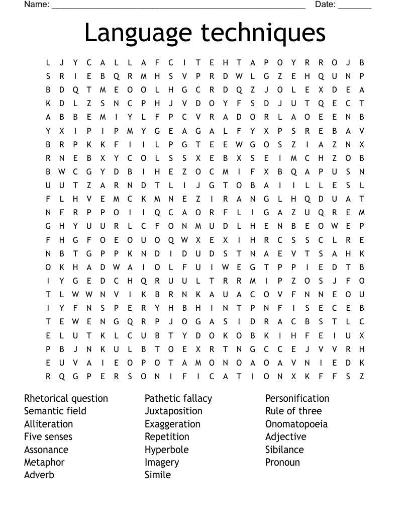 Language techniques Word Search
