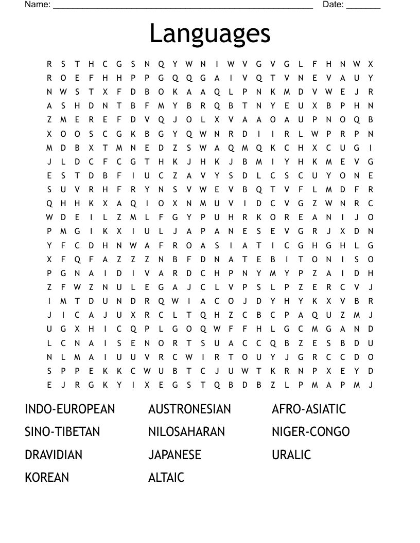 Languages Word Search