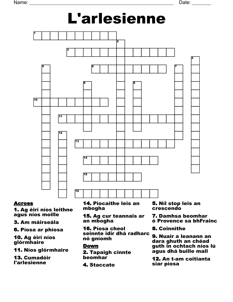 L'arlesienne Crossword