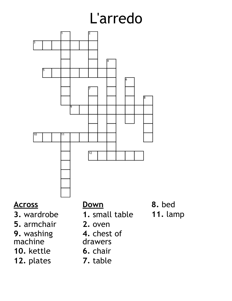 L'arredo Crossword