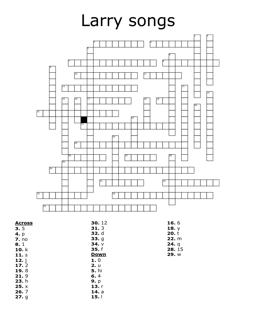 Larry songs  Crossword