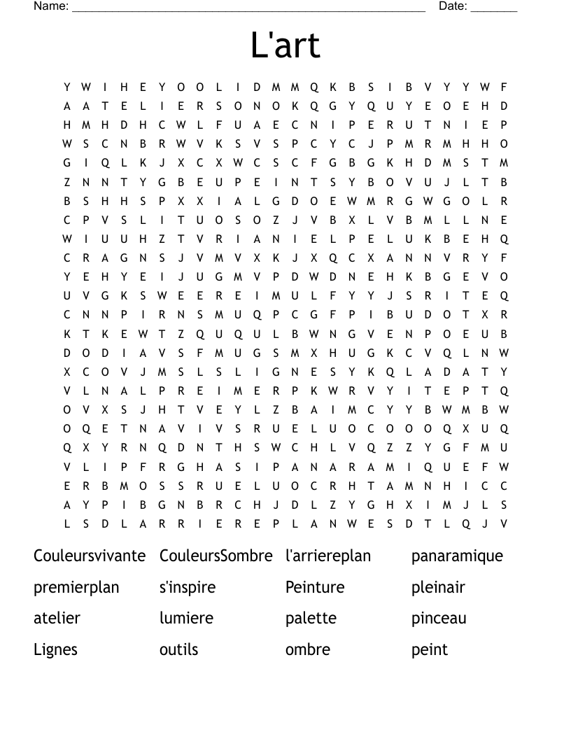 L'art Word Search