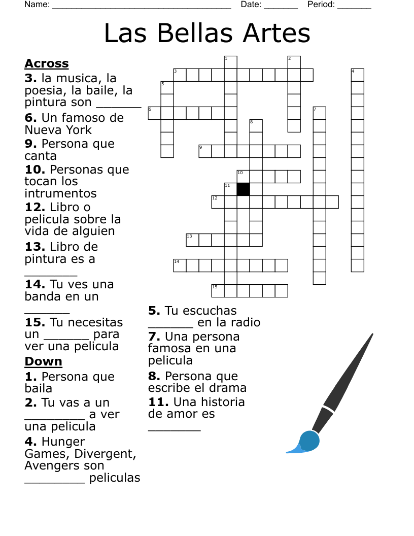 Las Bellas Artes  Crossword