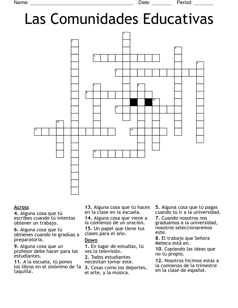 Las Comunidades Educativas Crossword