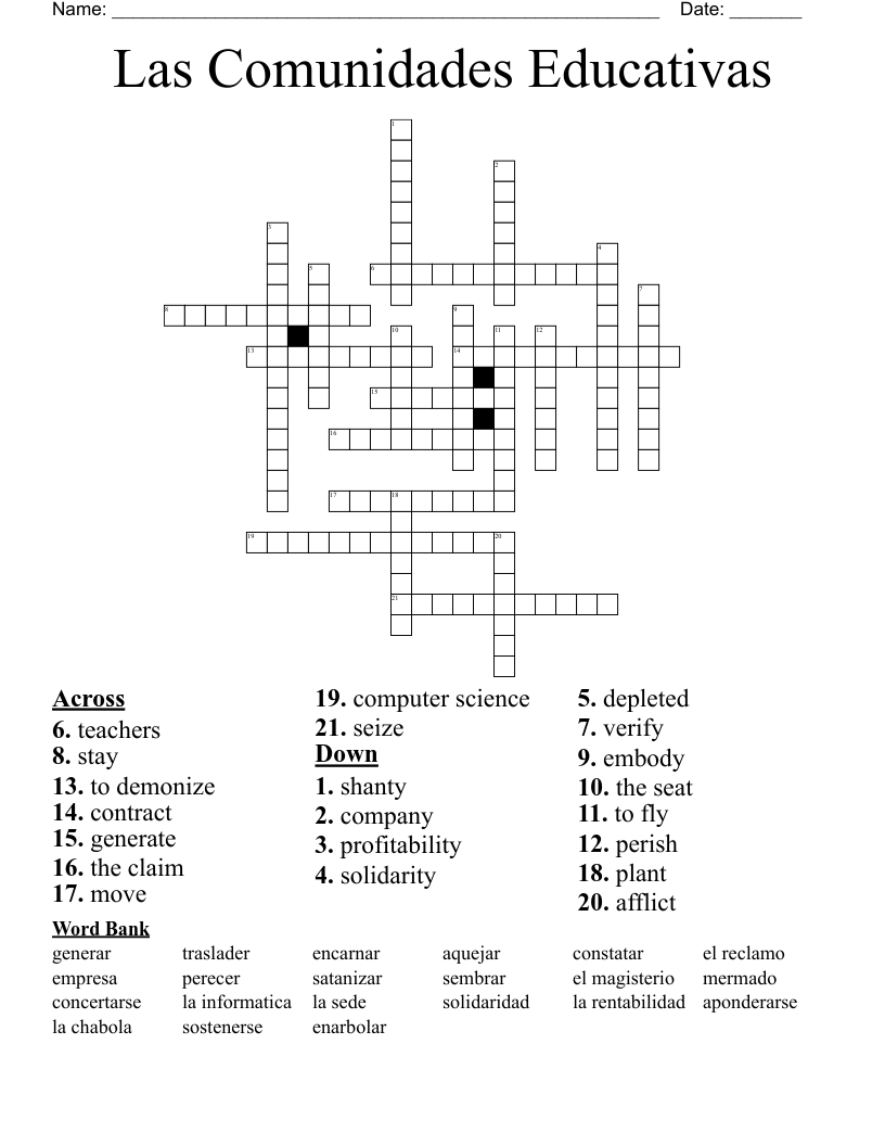 Las Comunidades Educativas Crossword
