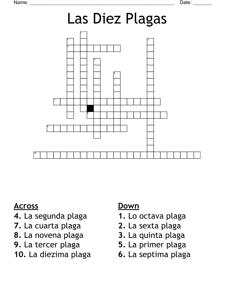 Las Diez Plagas Crossword