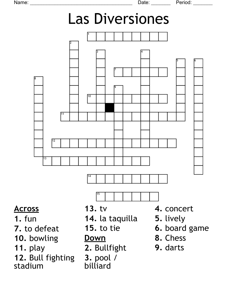 Las Diversiones Crossword