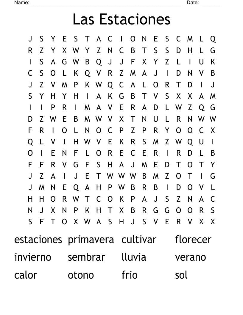 Las Estaciones Word Search