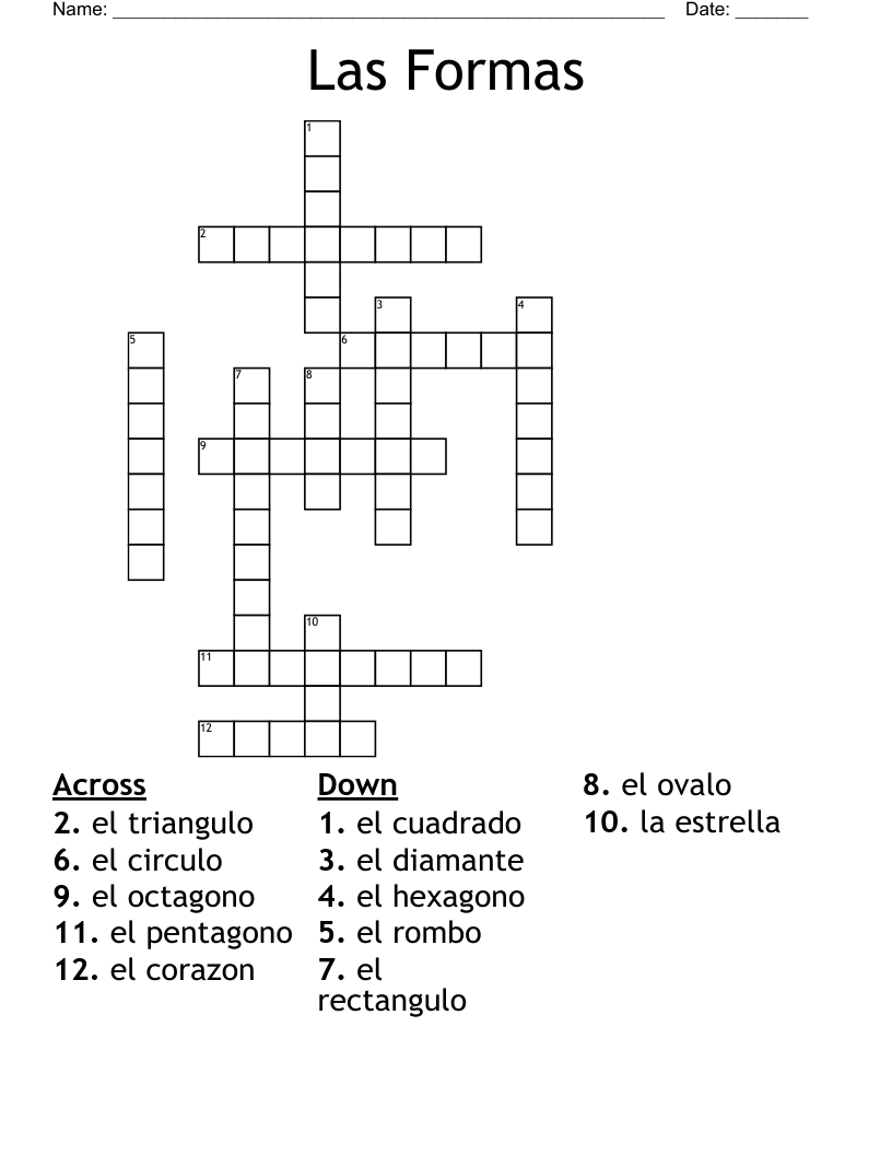 Las Formas Crossword