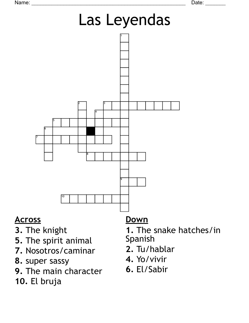 Las Leyendas Crossword