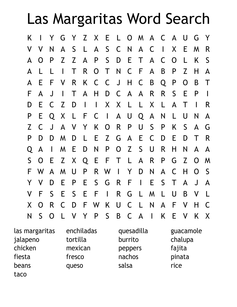 Las Margaritas Word Search