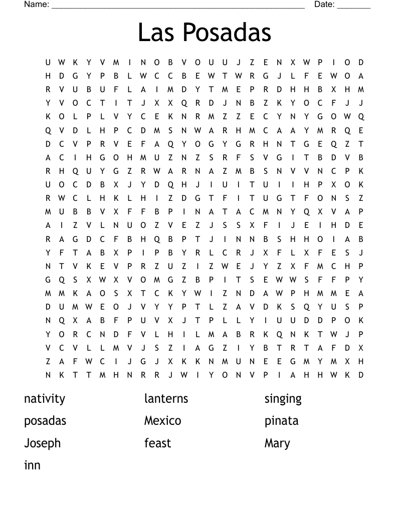 Las Posadas Word Search