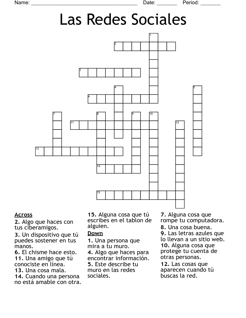 Las Redes Sociales Crossword