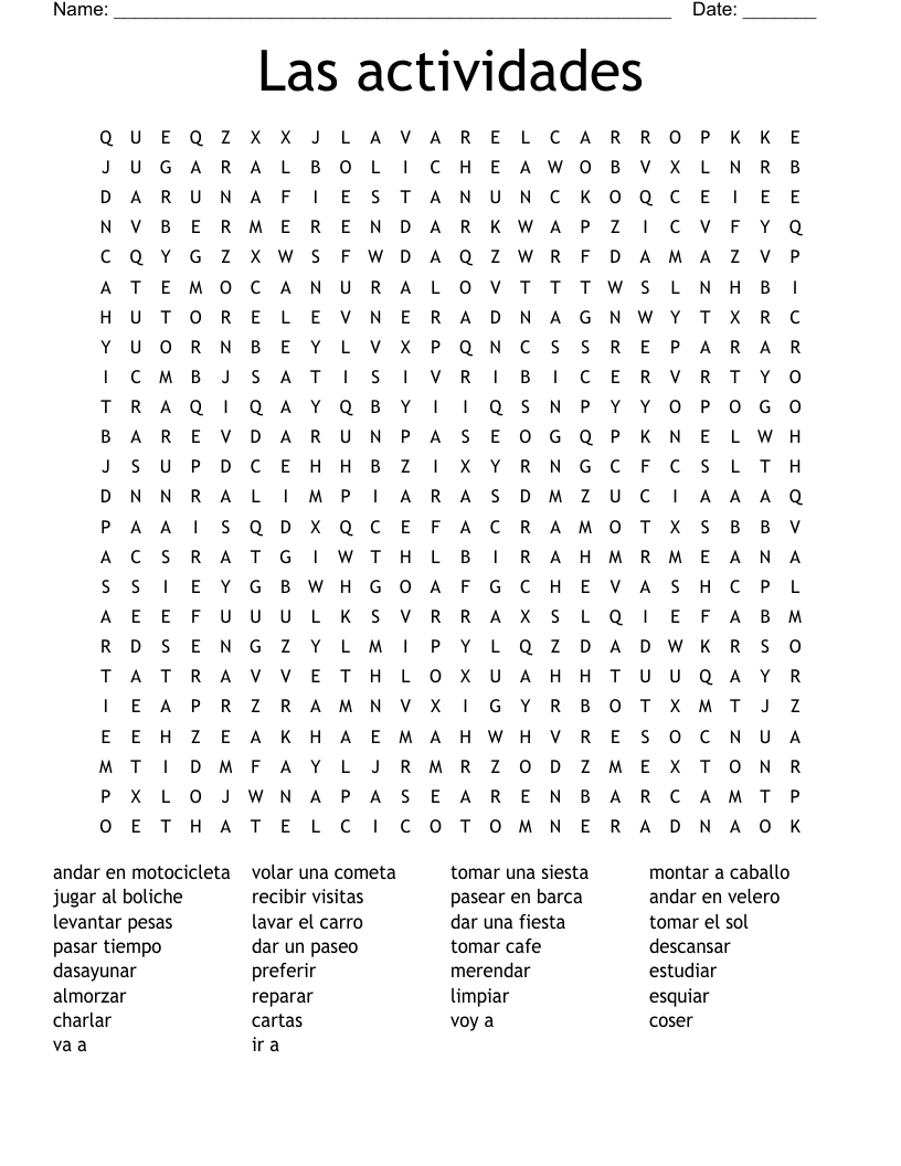 Las actividades Word Search