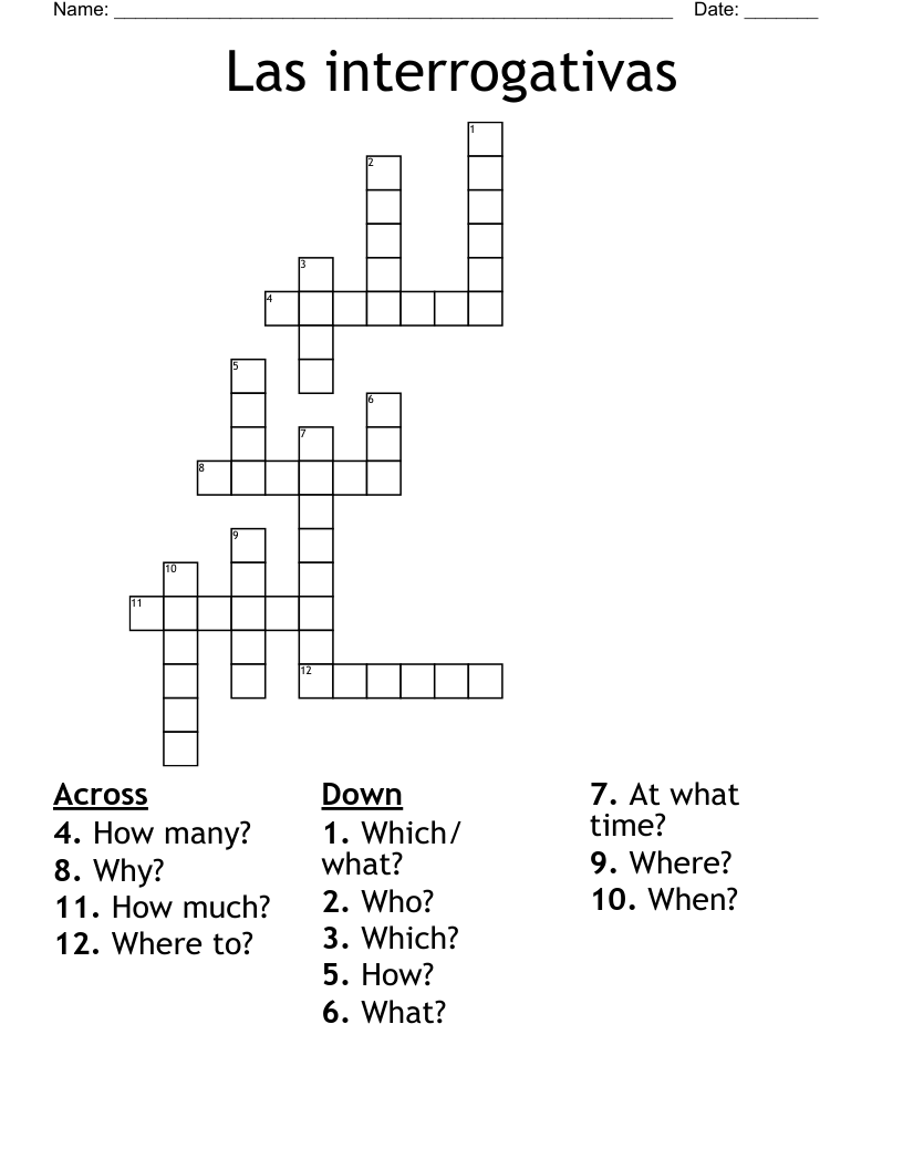 Las interrogativas Crossword