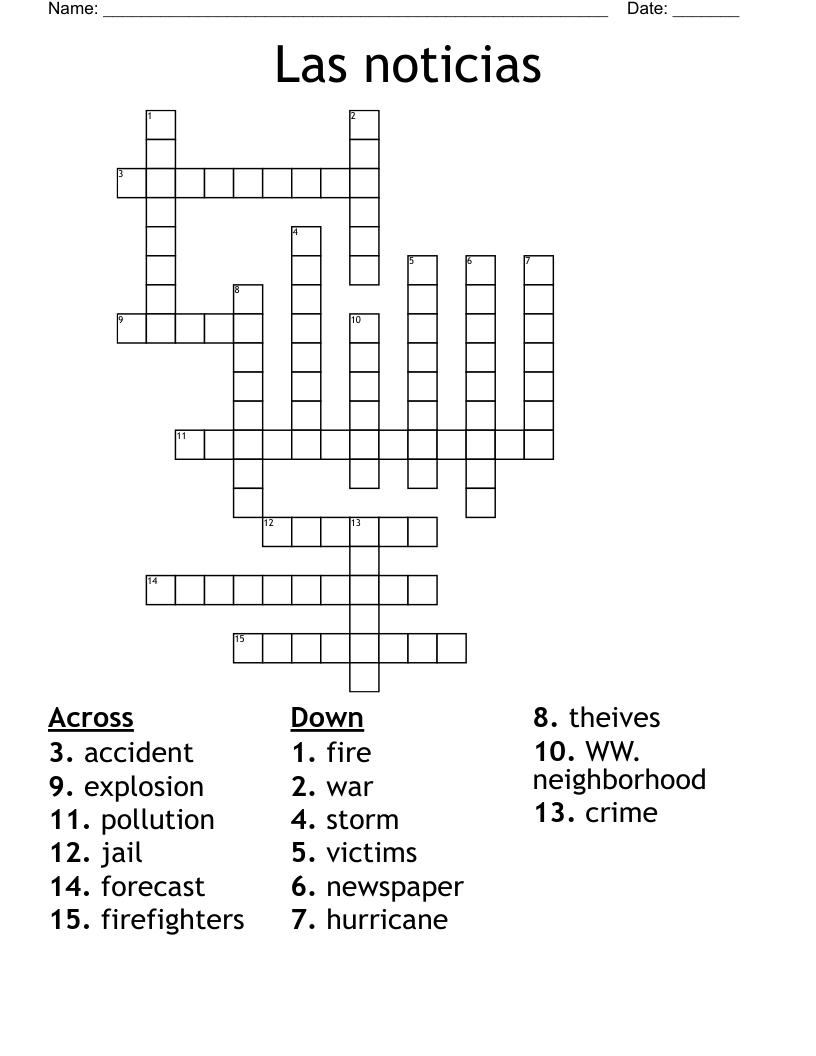 Las noticias Crossword