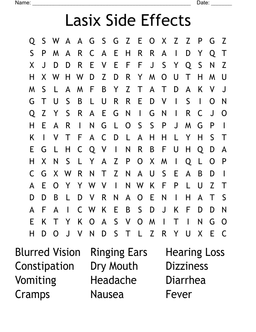 Lasix Side Effects Word Search