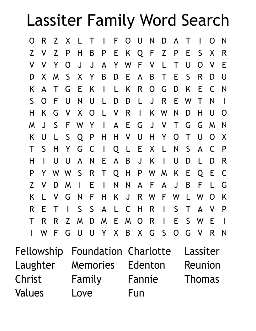 Lassiter Family Word Search