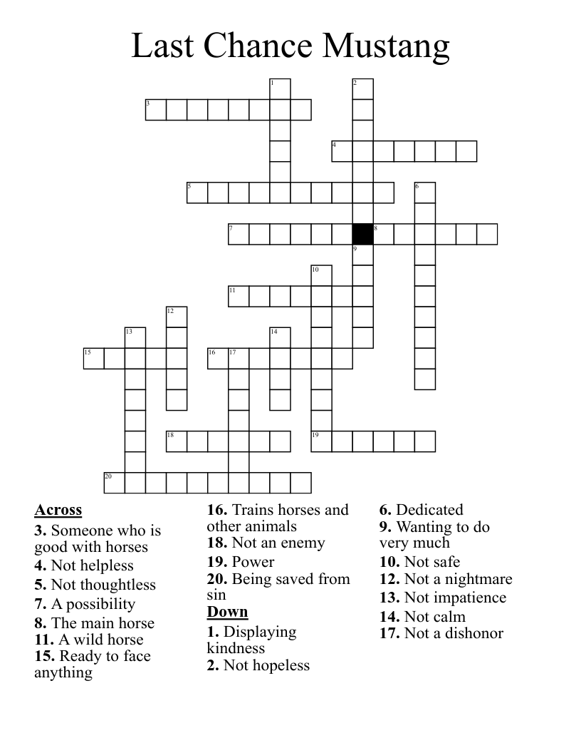 Last Chance Mustang Crossword