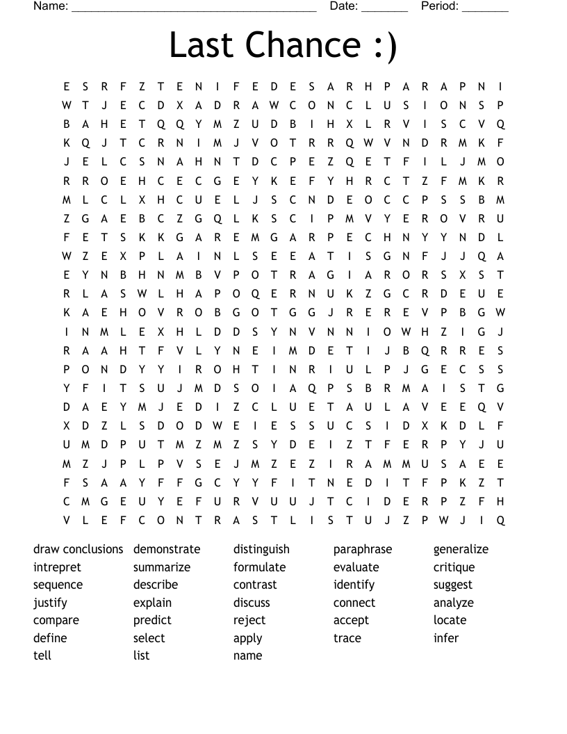 Last Chance :) Word Search