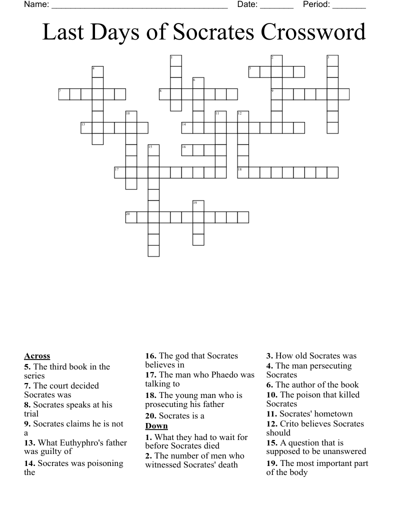 Last Days of Socrates Crossword