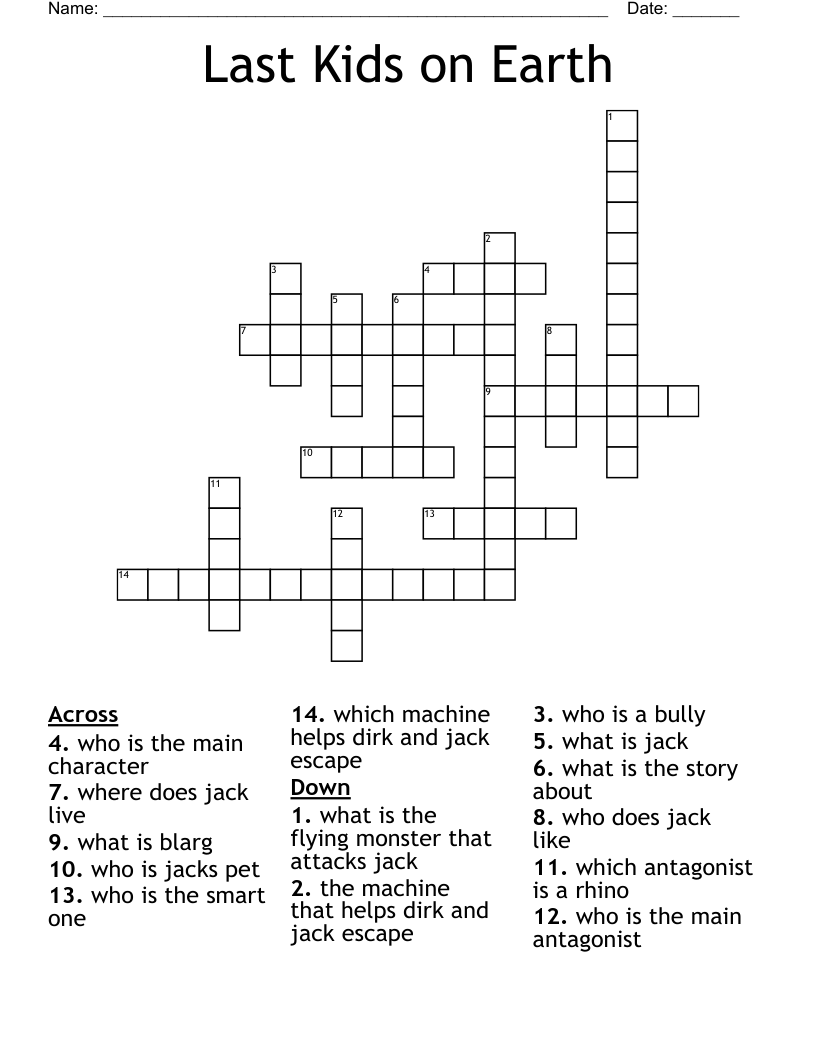 Last Kids on Earth Crossword