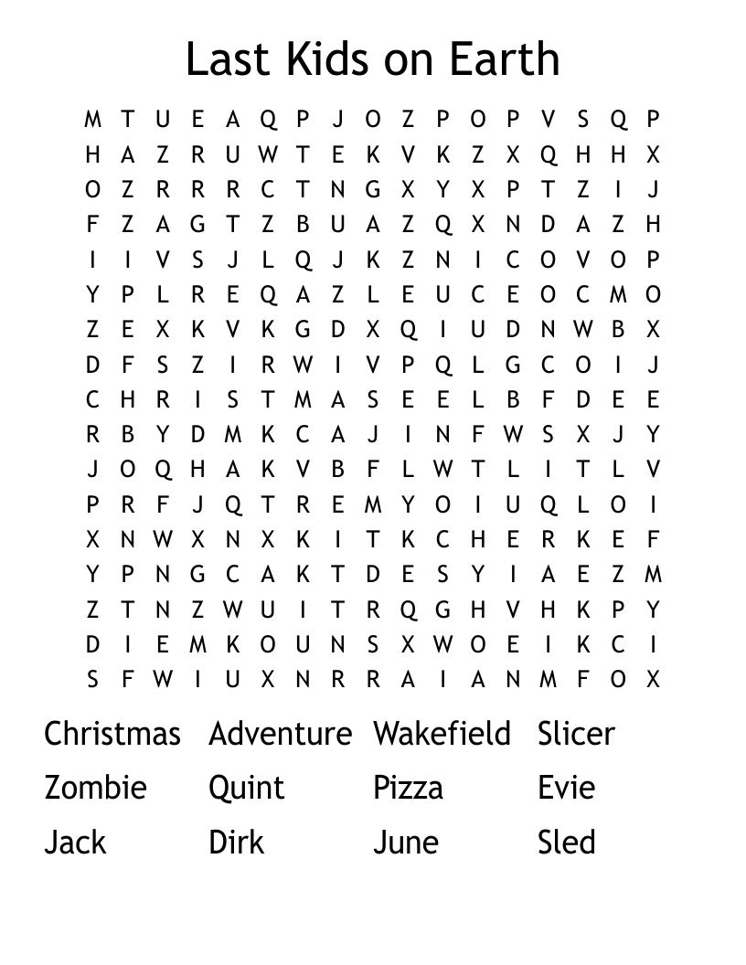 Last Kids on Earth  Word Search