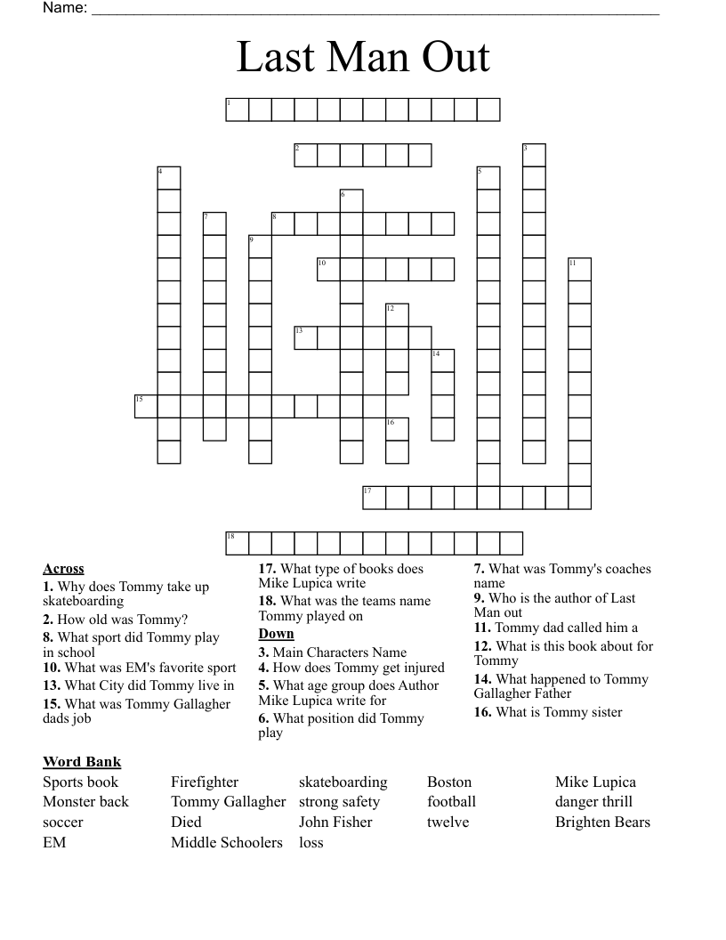Last Man Out Crossword