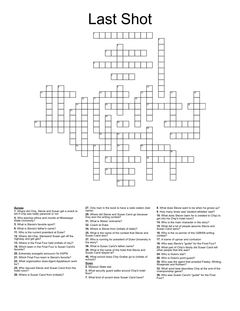 Last Shot Crossword