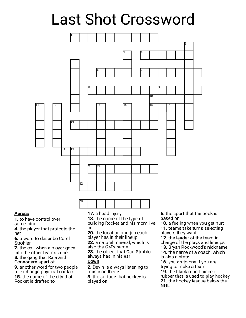 Last Shot Crossword