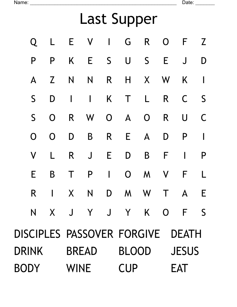 Last Supper Word Search