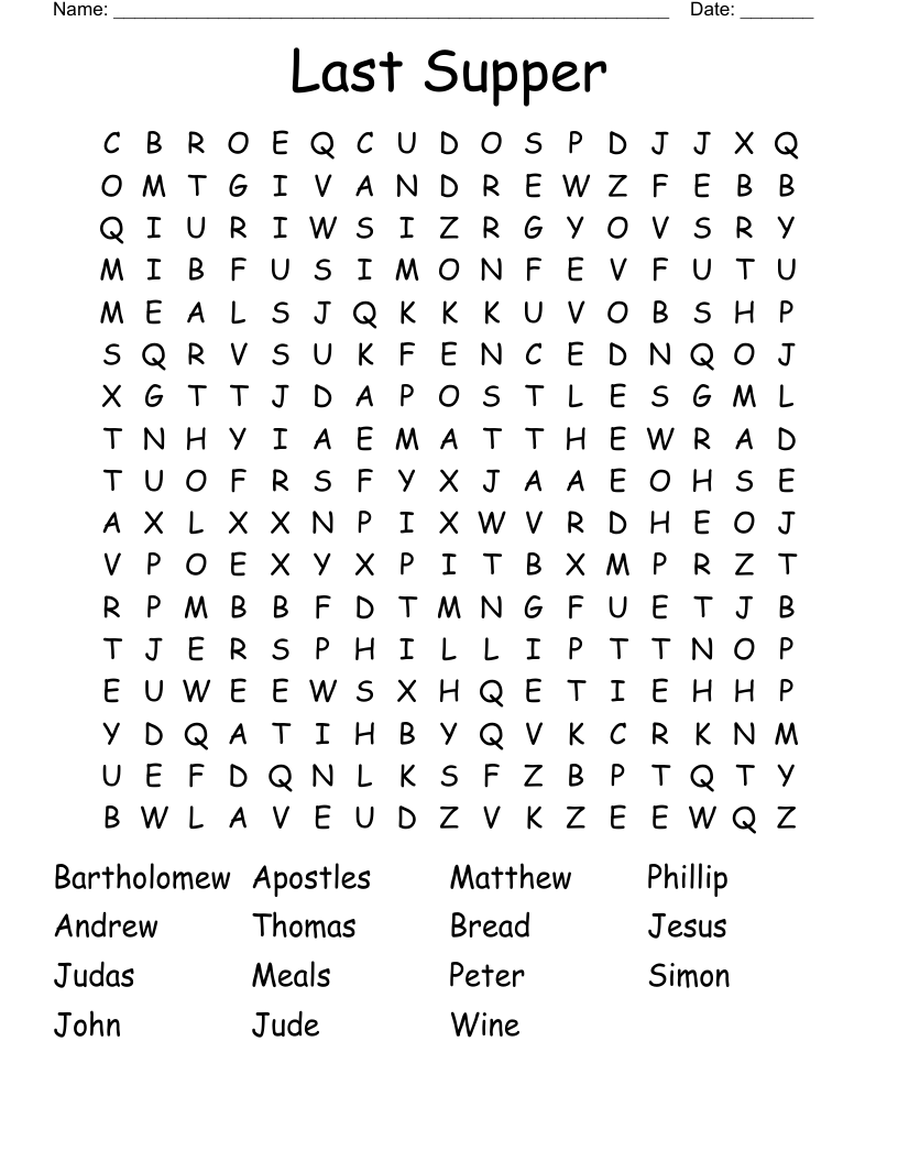 Last Supper Word Search