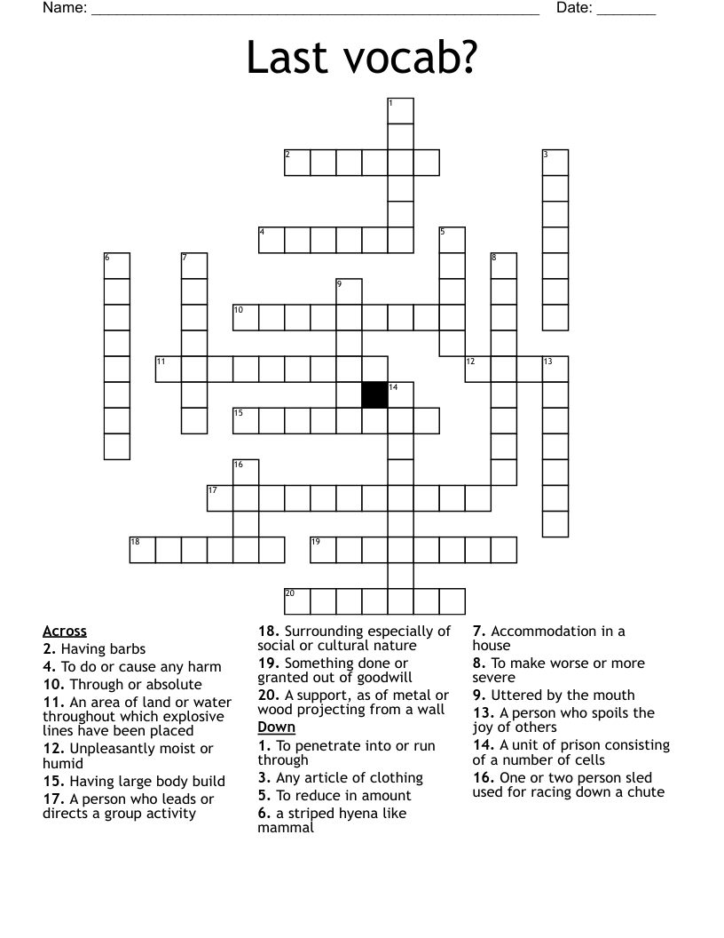 Last vocab? Crossword