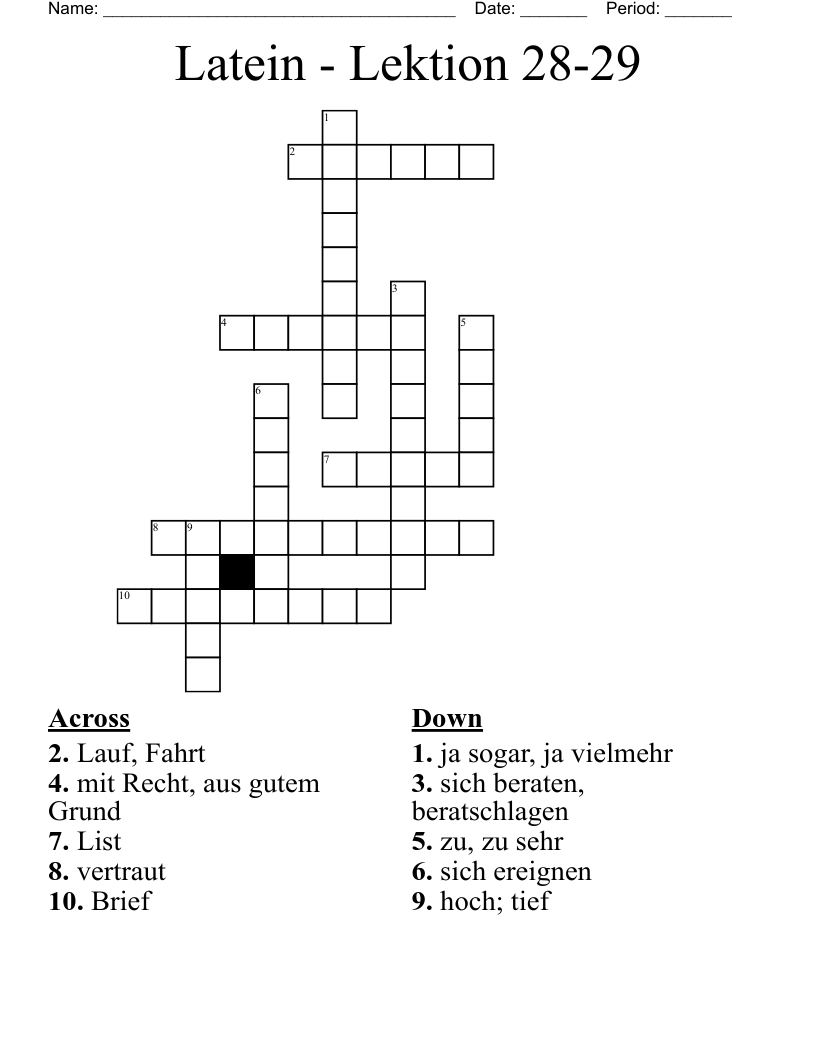 Latein - Lektion 28-29 Crossword