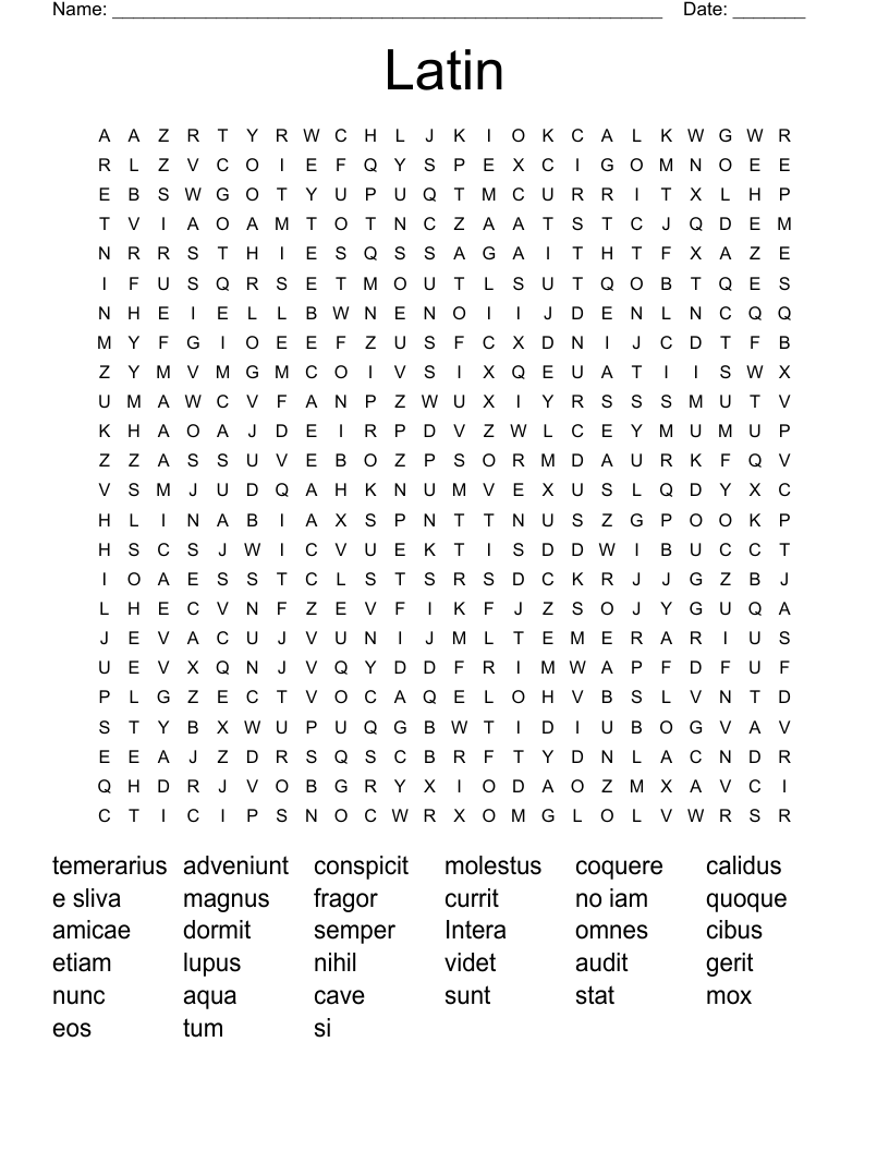 Latin Word Search