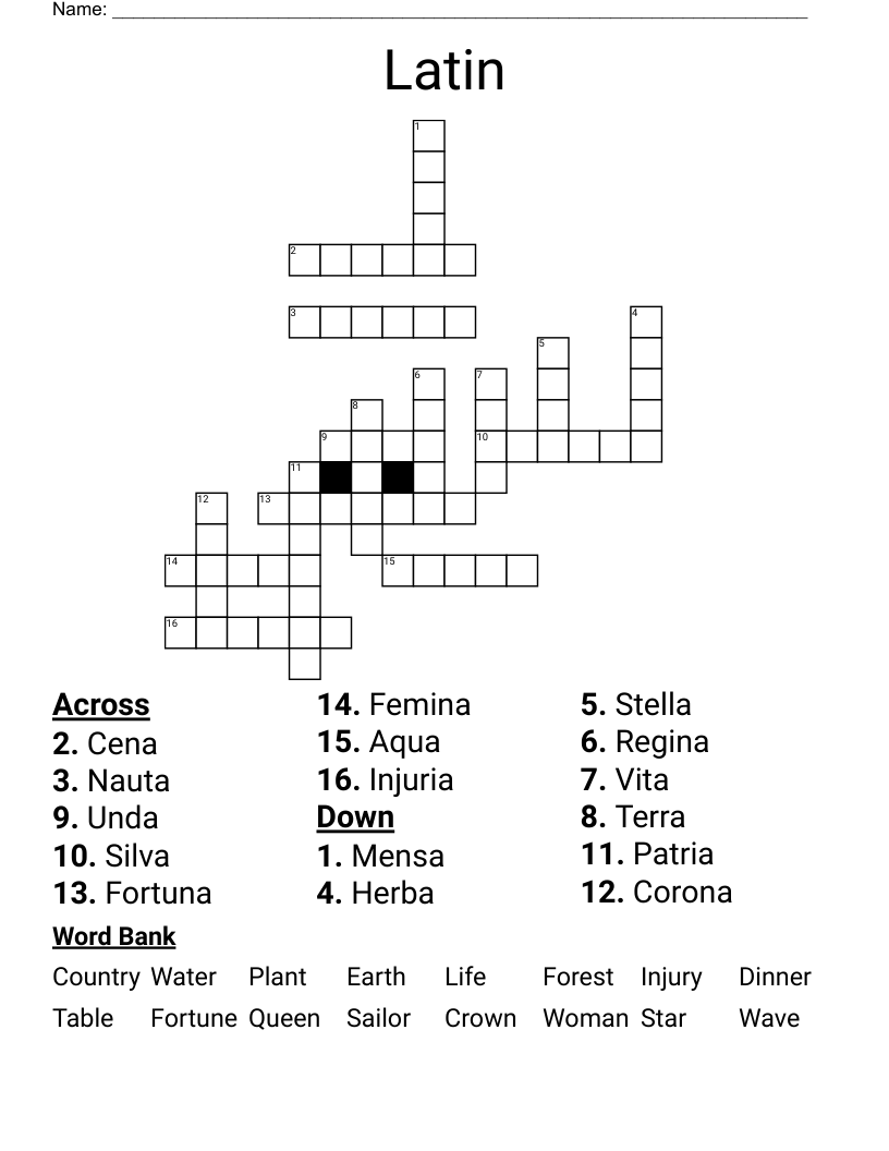 Latin Crossword