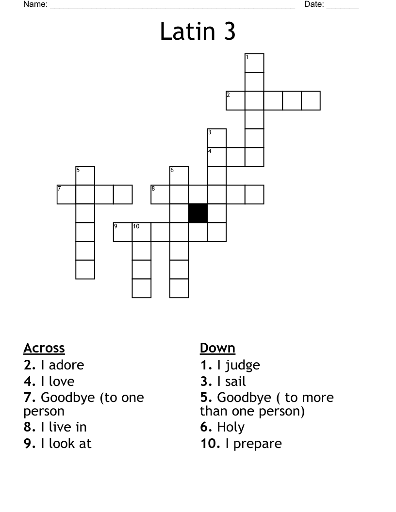 Latin 3 Crossword