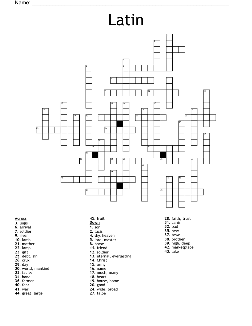 Latin Crossword