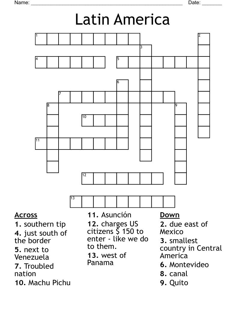 Latin America Crossword