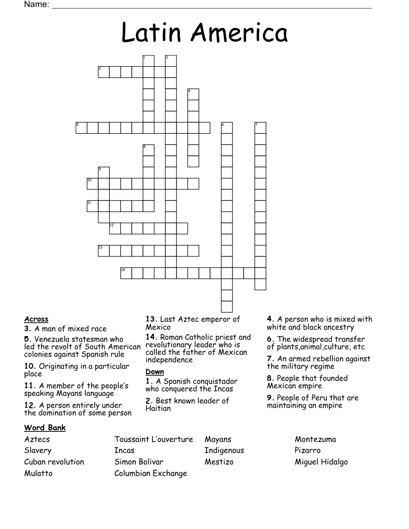Latin America Crossword